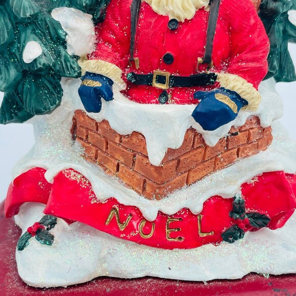 Vintage Santa Claus in Chimney Cast Iron Stocking Holder Mantle Table Top NOEL - Picture 5 of 6
